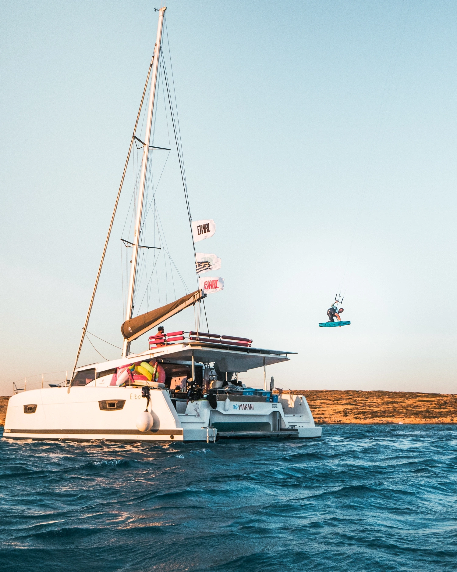 jumping over catamaran